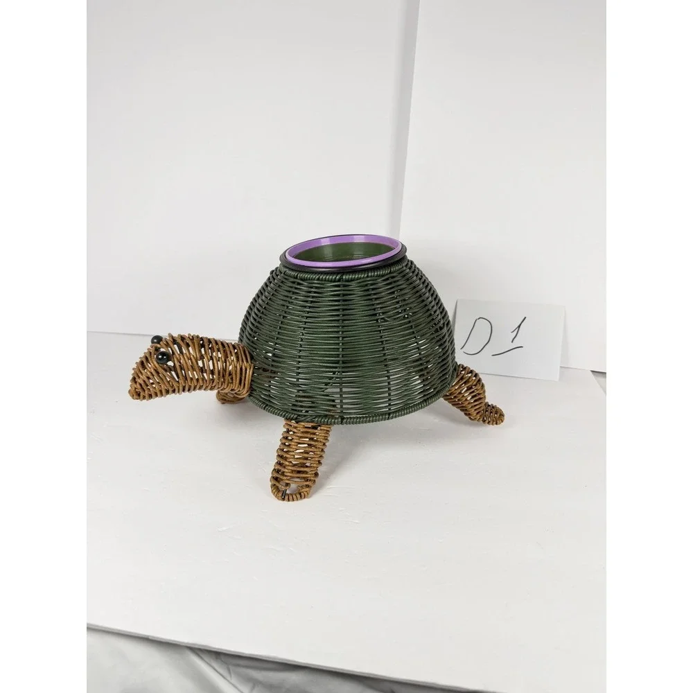 Woven Turtle Planter Holder Decorative Garden Decor
